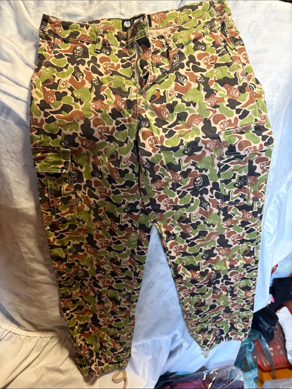 Broken Promises Camo Cargo Pants in Green/Brown/Black size 7 or 28